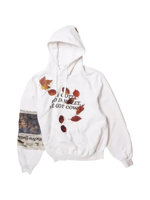 Doublet Twister leaf-patchwork slogan-print hoodie
