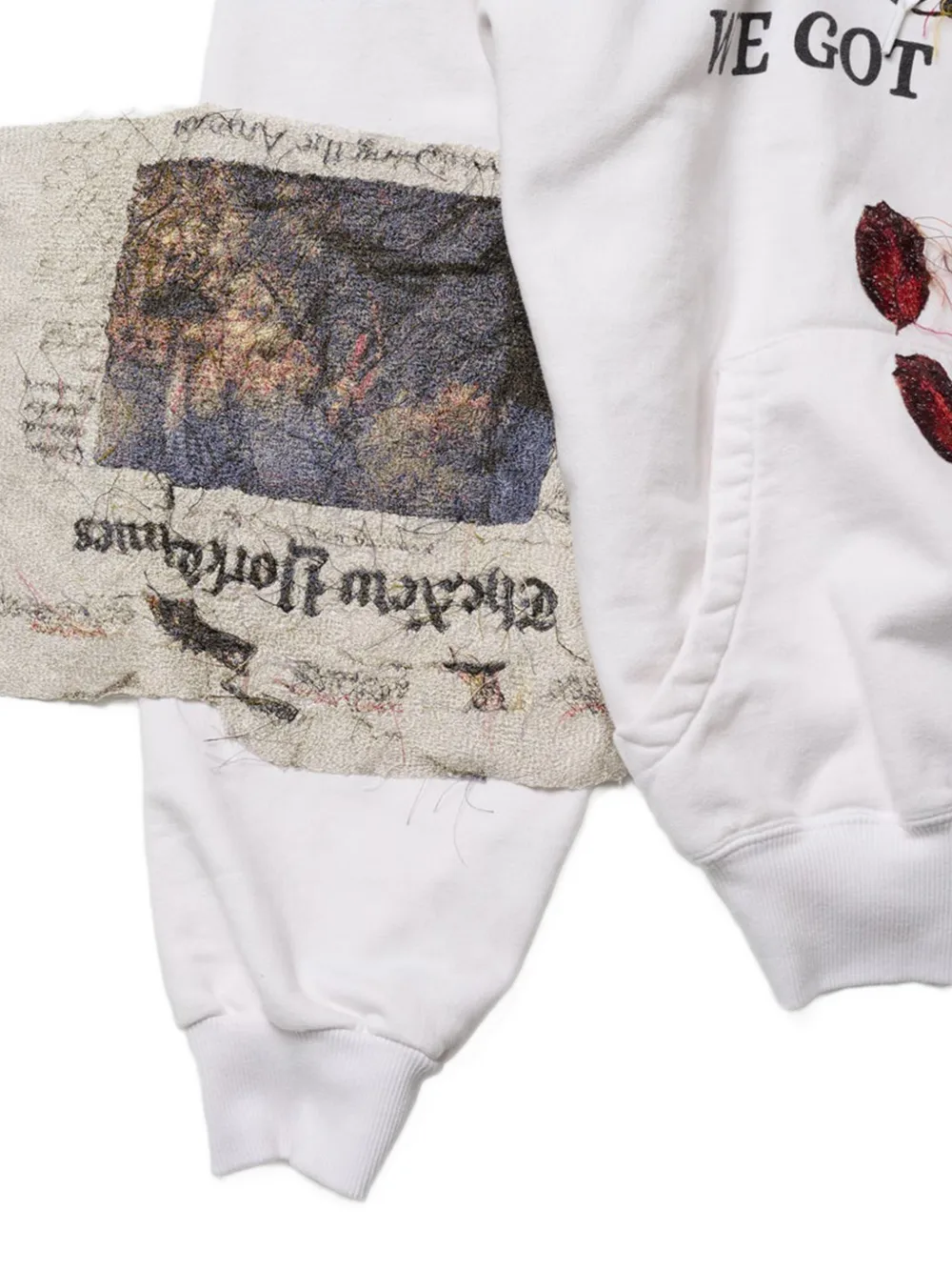 Doublet Twister hoodie met bladpatchwork en tekst-print Wit