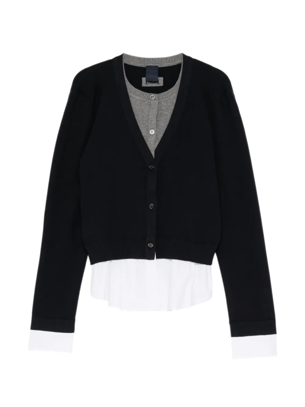 Juun.J layered-design V-neck cardigan Blauw