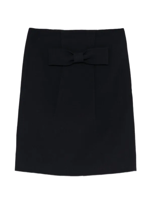 Shushu/Tong Bow-detail Wool Skirt in Blue