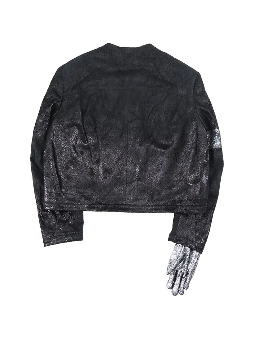 Doublet Moon Walk leren jack met gebarsten effect Zwart