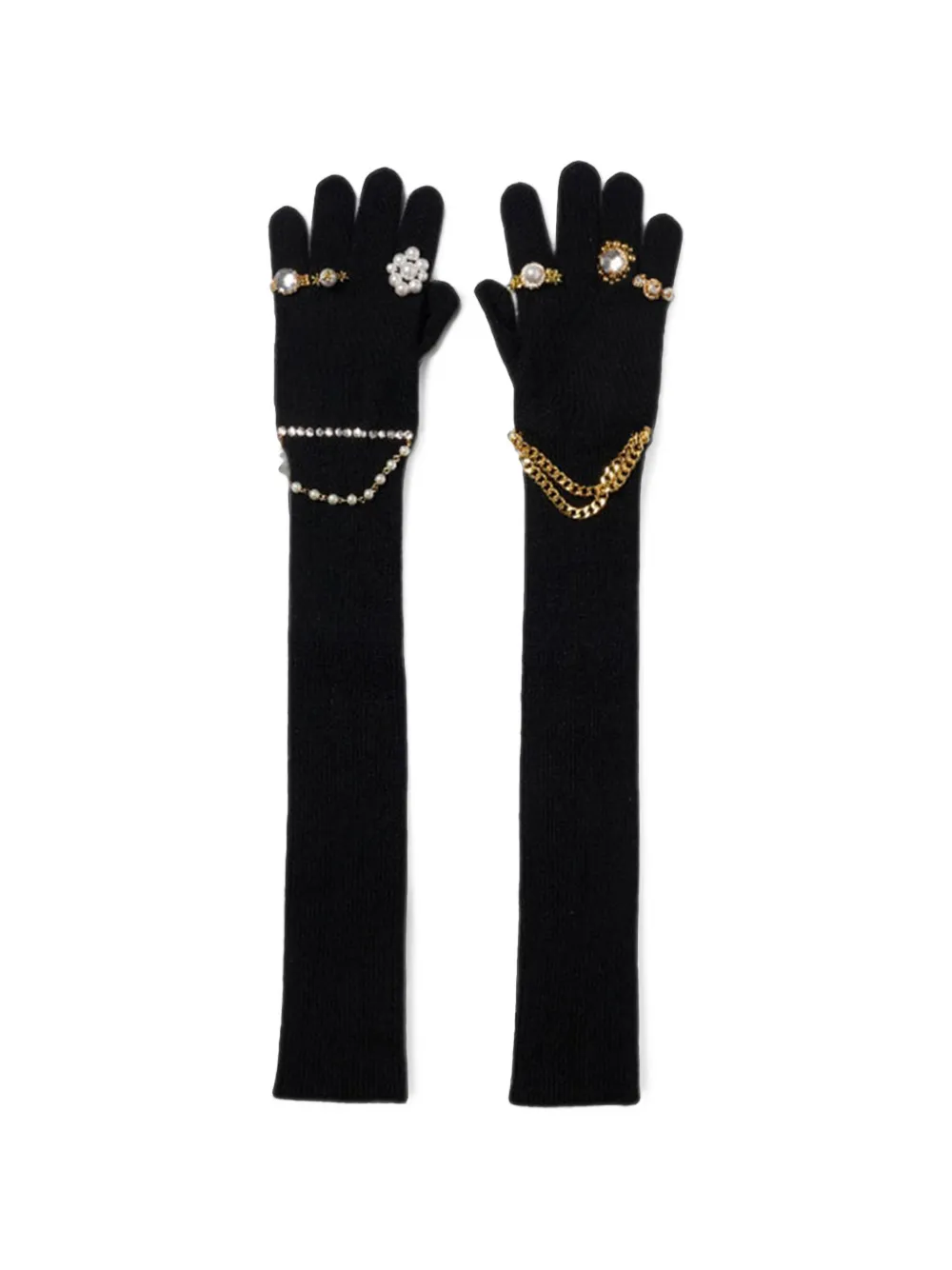 Doublet jewerly-attached wool gloves - Nero