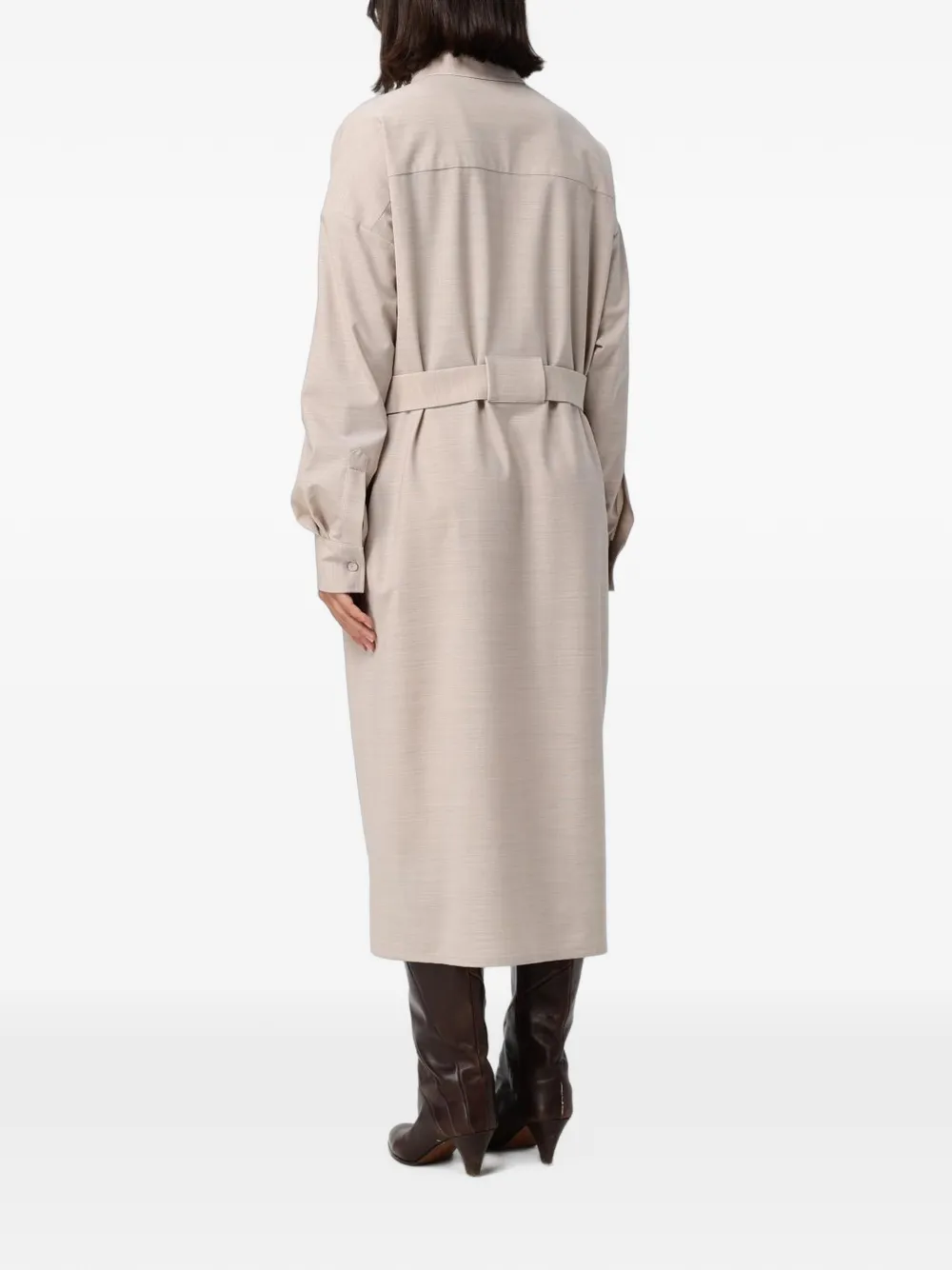 Fabiana Filippi Blousejurk met borstzakken en ceintuur Beige