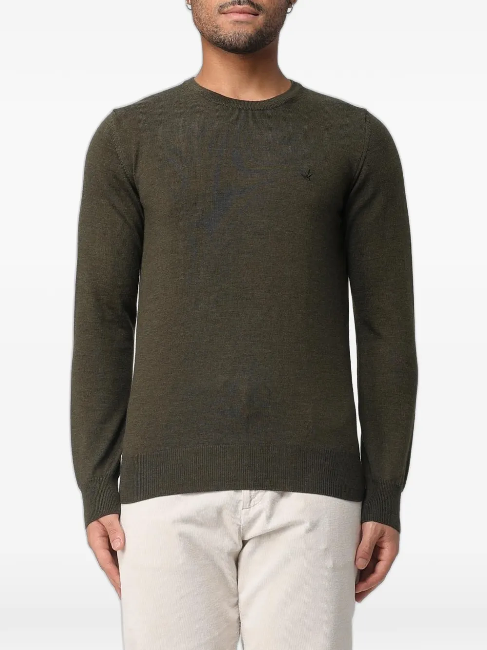 BROOKSFIELD logo-embroidered crew-neck sweater - Verde
