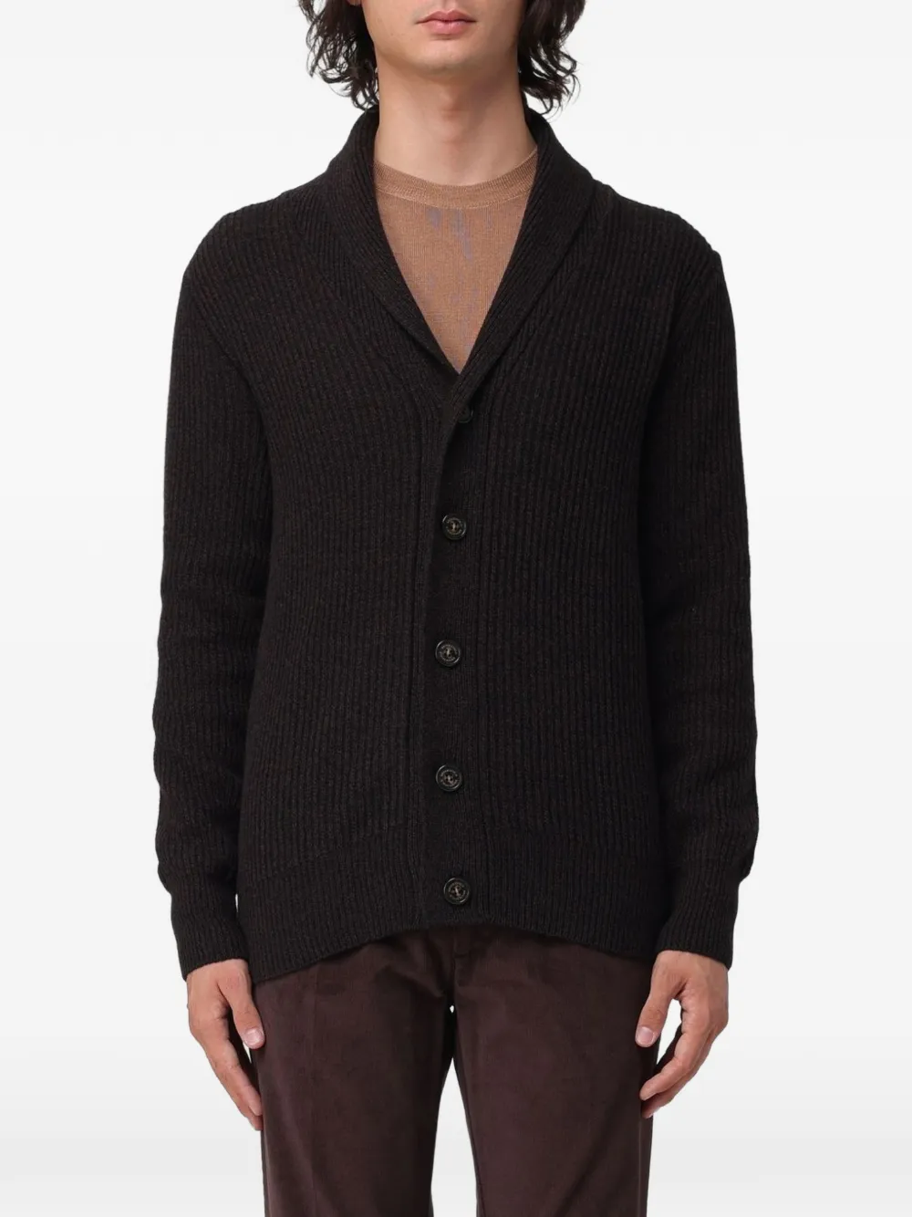 BROOKSFIELD button-down shawl-collar cardigan - Marrone