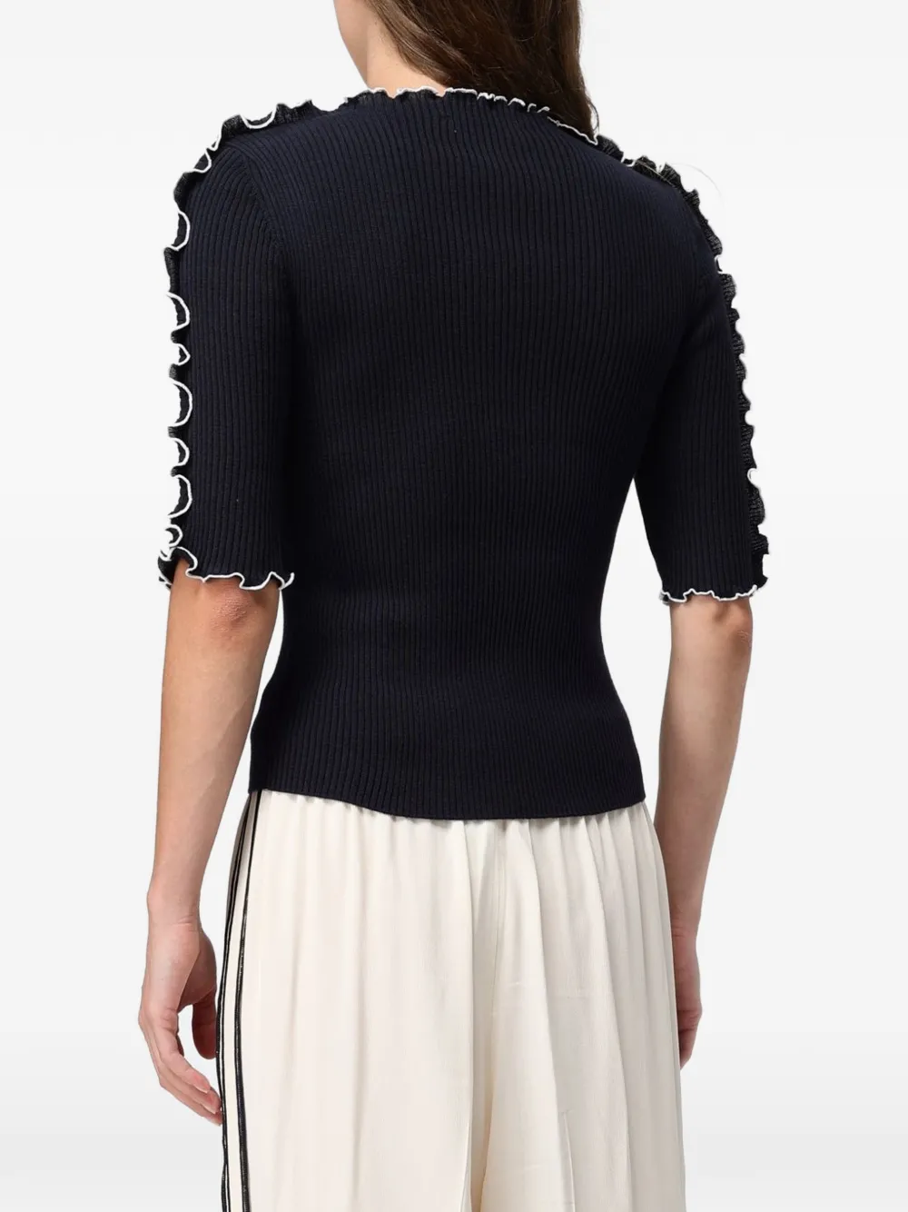 Fabiana Filippi Ribgebreide trui met ruches Blauw
