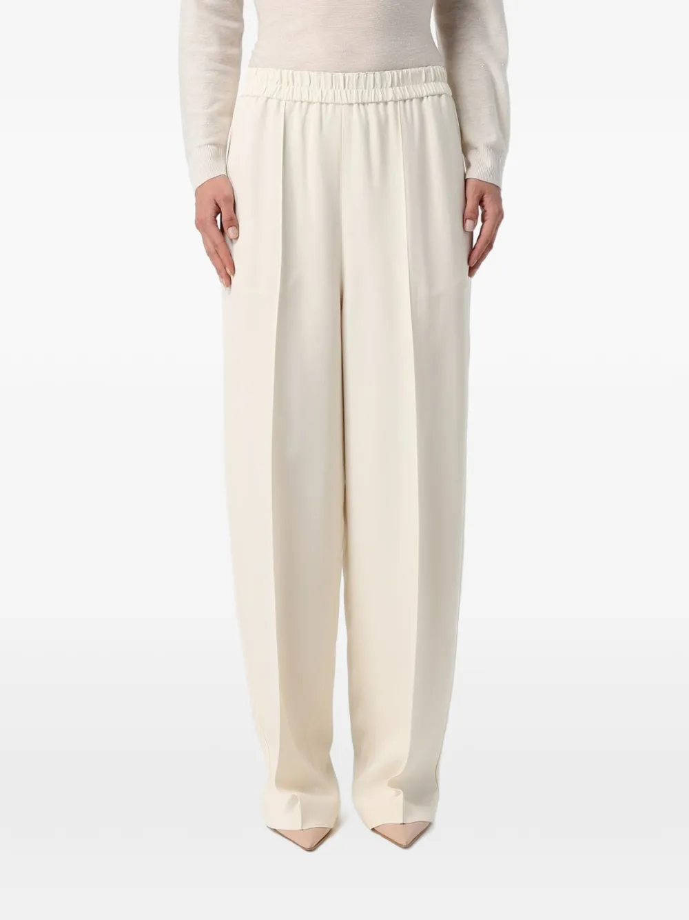 Fabiana Filippi Cady elasticated-waistband pressed-crease trousers - Bianco