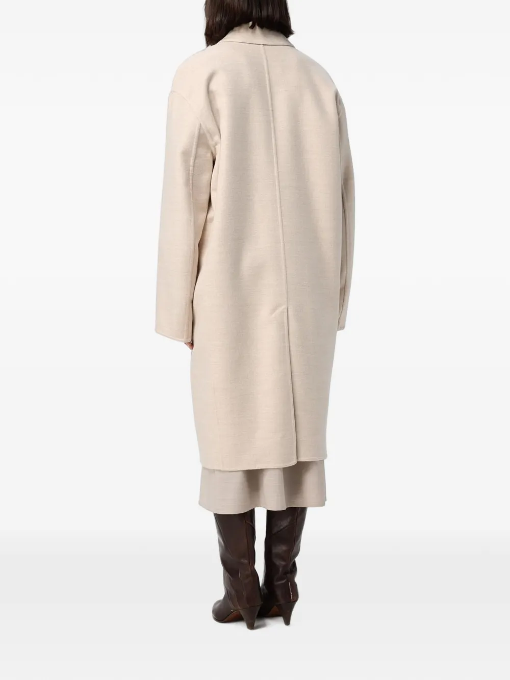Fabiana Filippi Mantel met enkele rij knopen en gekerfde revers Beige