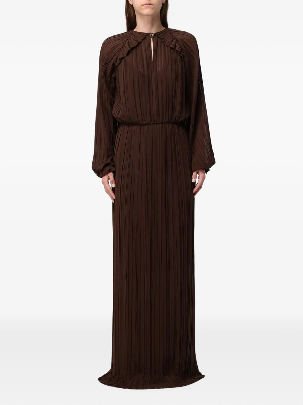 Fabiana Filippi pleated ruffled maxi dress - Marrone