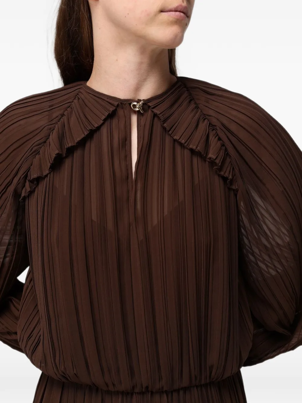 Fabiana Filippi Geplooide maxi-jurk met ruches Bruin