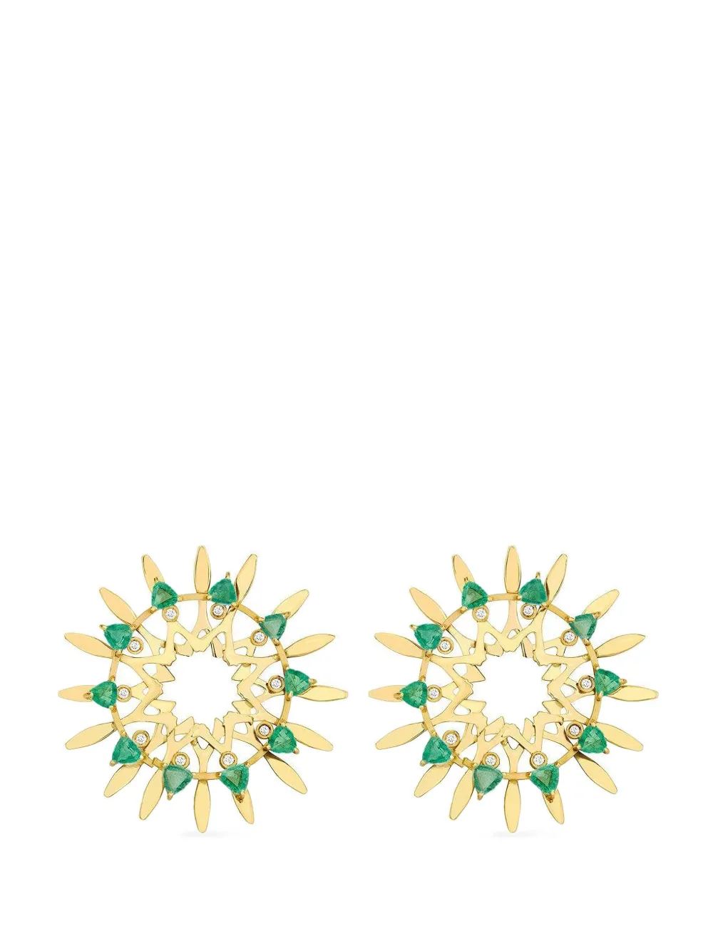 Carol Kauffmann Mandala emerald and diamond hoop earrings