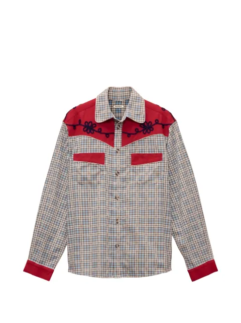 BODE River City check embroidered western shirt