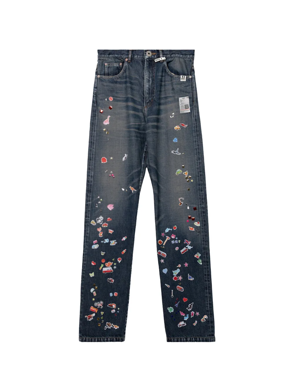 Maison MIHARA YASUHIRO kids sticker printed straight denim pants - Blu
