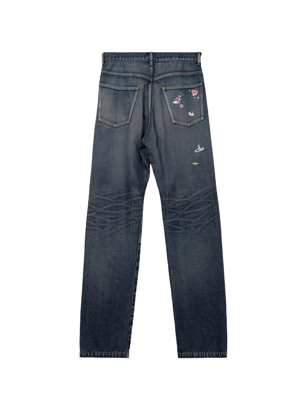 Maison MIHARA YASUHIRO kids sticker printed straight denim pants Blauw