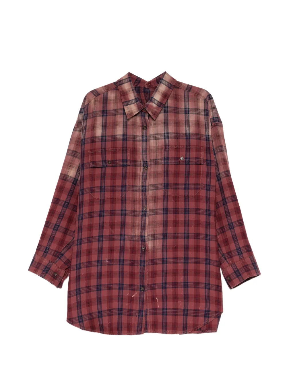 Juun.J check-print distressed shirt