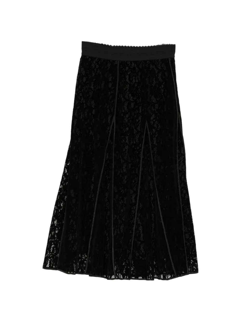FETICO Gonna midi in pizzo floccato - Nero