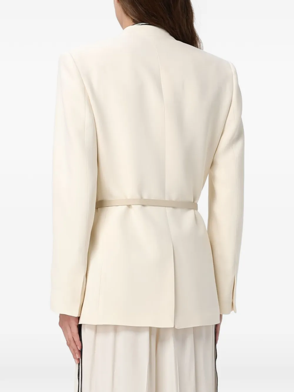 Fabiana Filippi Blazer met ceintuur en gewikkelde voorkant Beige