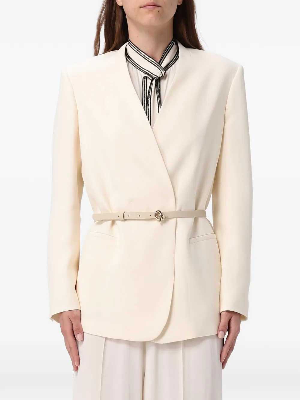 Fabiana Filippi belted wrap-front blazer - White