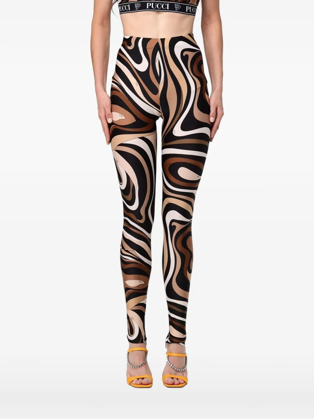 Pucci Marmo-print Leggings In 블랙