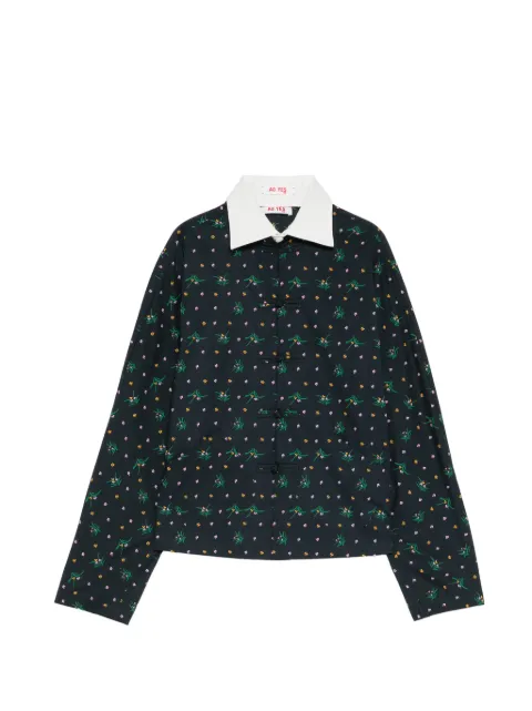 AO YES floral-print frog-button shirt