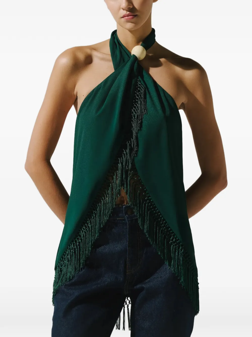 Baobab Austin blouse met franje Groen