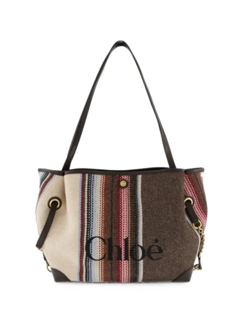Chloé Clover logo-print striped tote bag