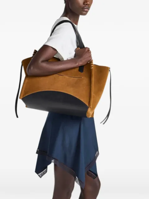 JW Anderson Loafer Cabas suede contrast-panel tote bag