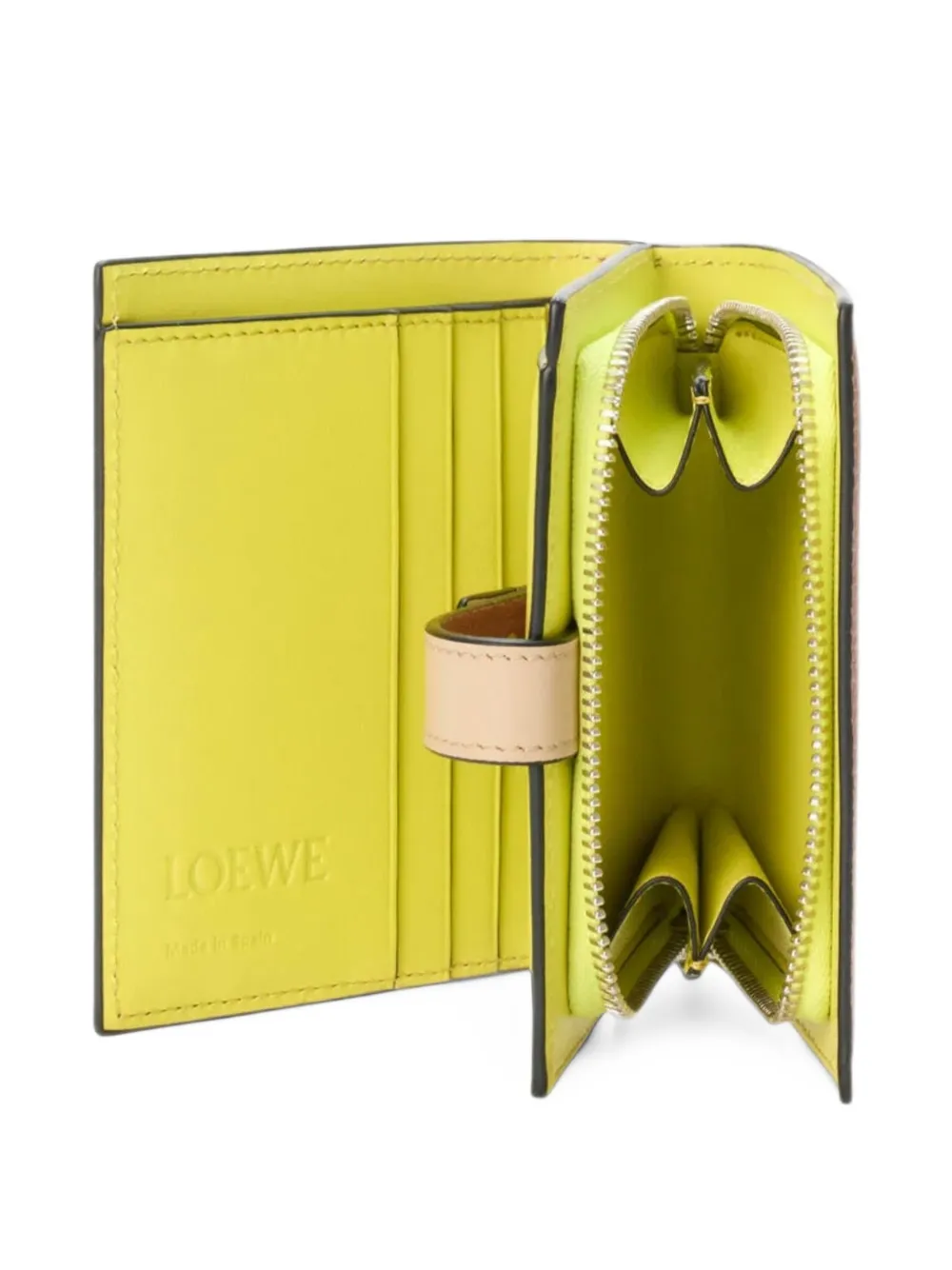 LOEWE Compact zip wallet in soft grained calfskin Bruin