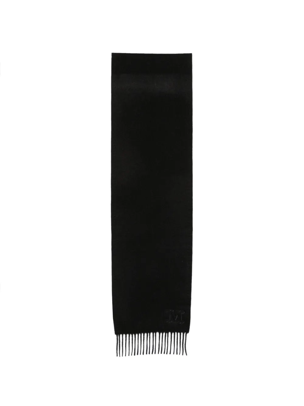 Max Mara Clara monogram-embroidered fringed scarf - Nero