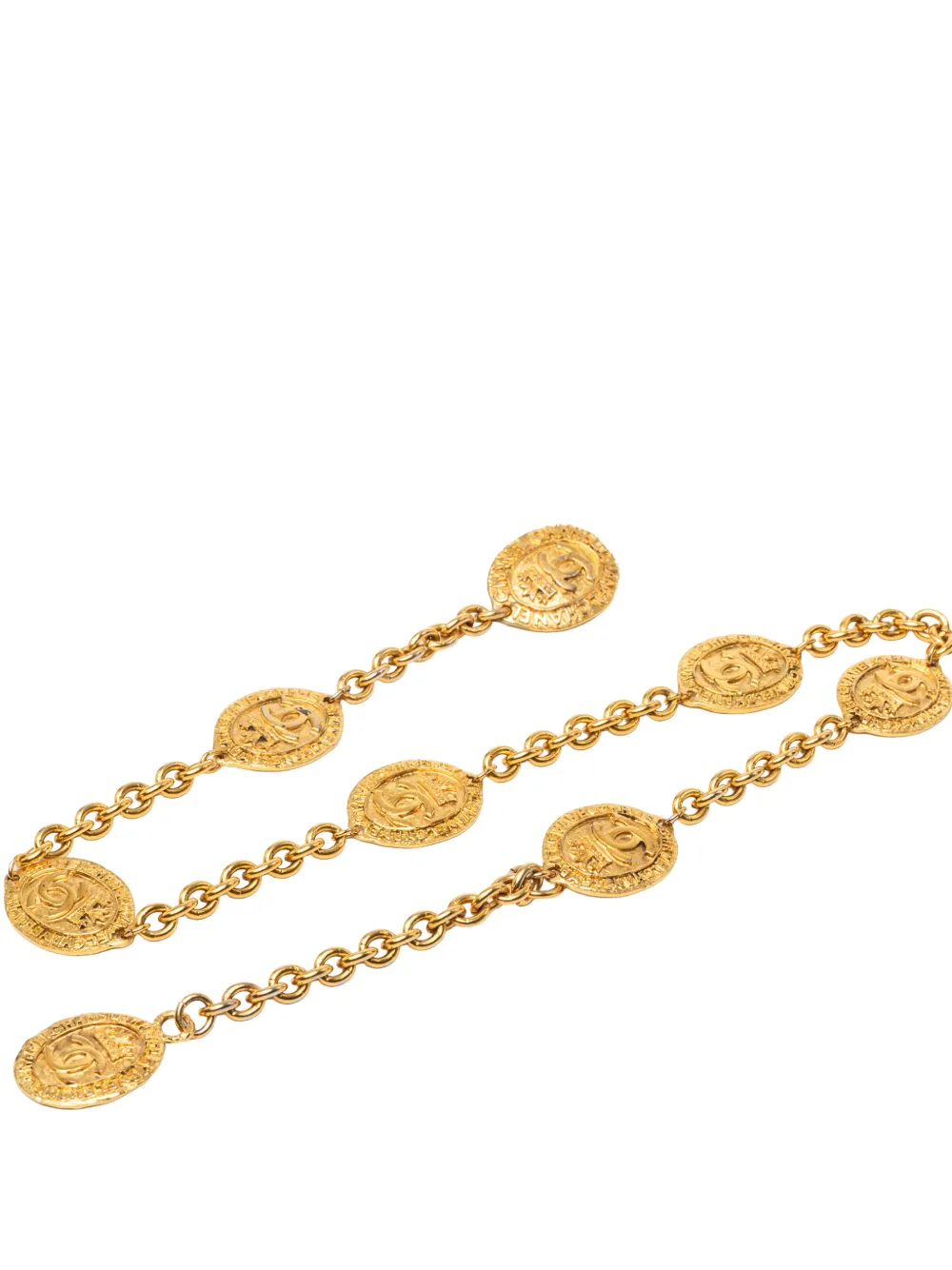 CHANEL Pre-Owned 1970-1980 CC Gold Plated Medallion Chain belt - Oro