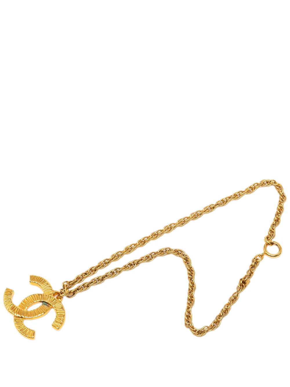 CHANEL Pre-Owned 1993 CC Gold Plated Textured Pendant Necklace costume necklace - Oro