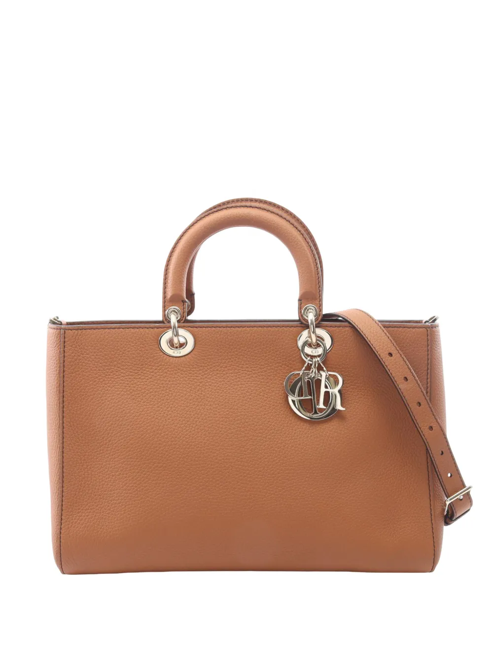 Christian Dior Pre-Owned 2010-2026 Large Grained Calfskin Lady D Sire satchel - Marrone