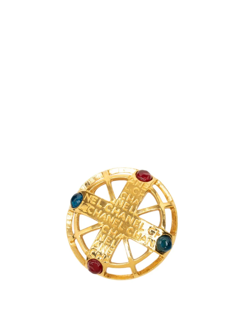 CHANEL Pre-Owned 1970-1980 CC Gold Plated Gripoix Brooch costume brooch - Oro