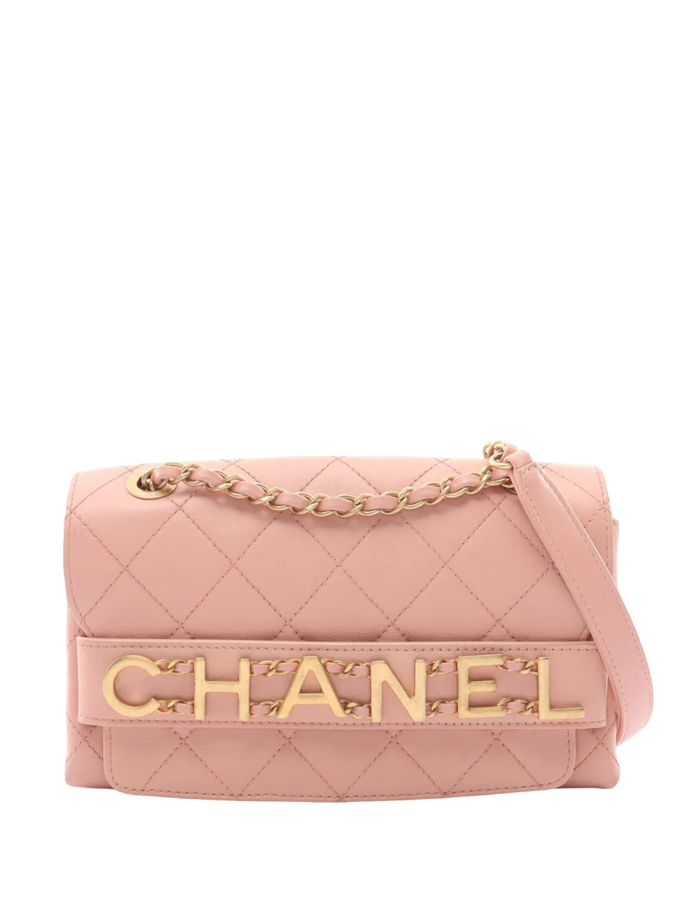 CHANEL Pre-Owned 2019 Small Quilted Calfskin Enchained Flap crossbody bag - Rosa