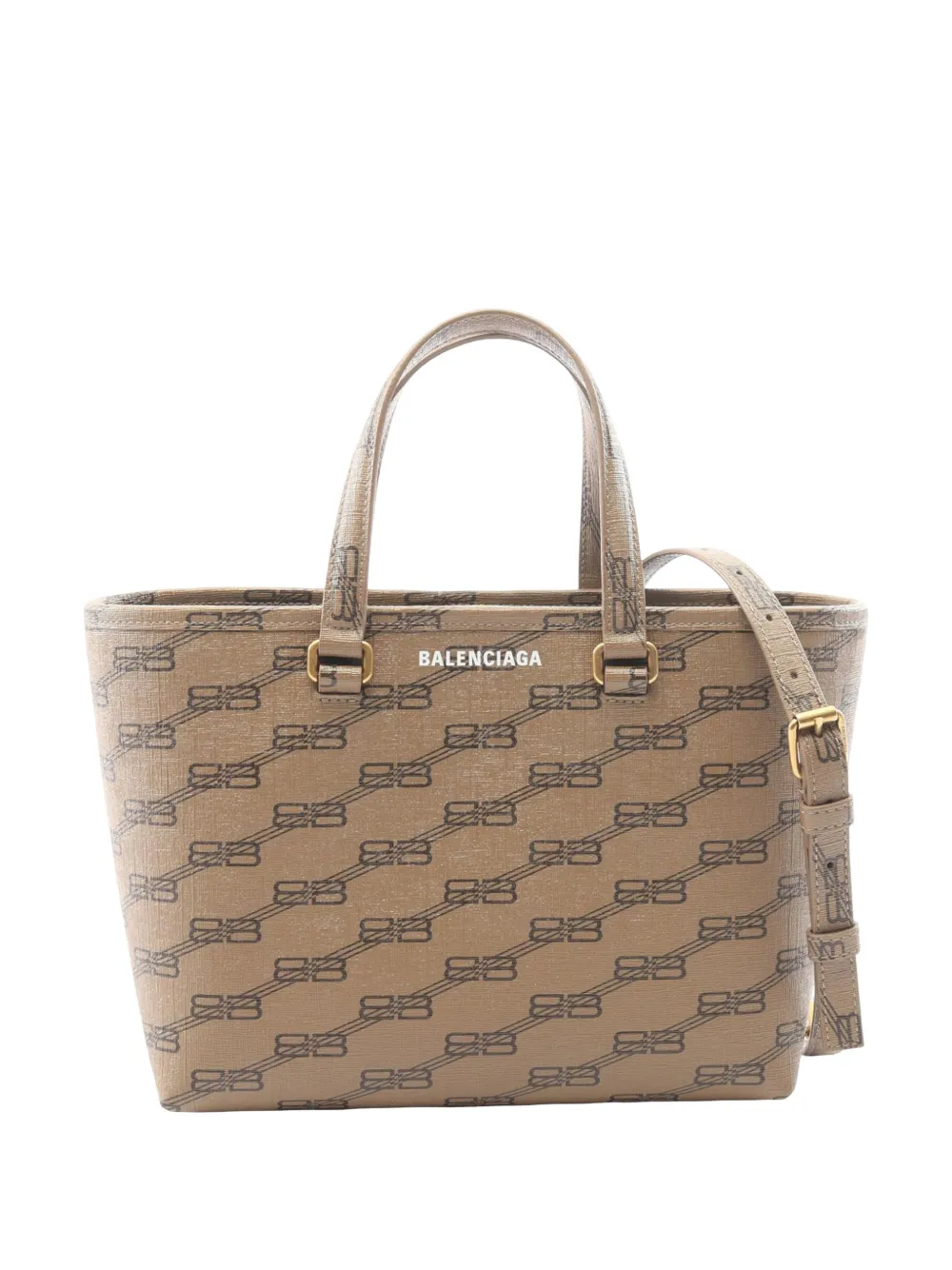 Balenciaga Pre-Owned 2018-2026 Small BB Monogram Coated Canvas Signature Shopper tote bag - Marrone