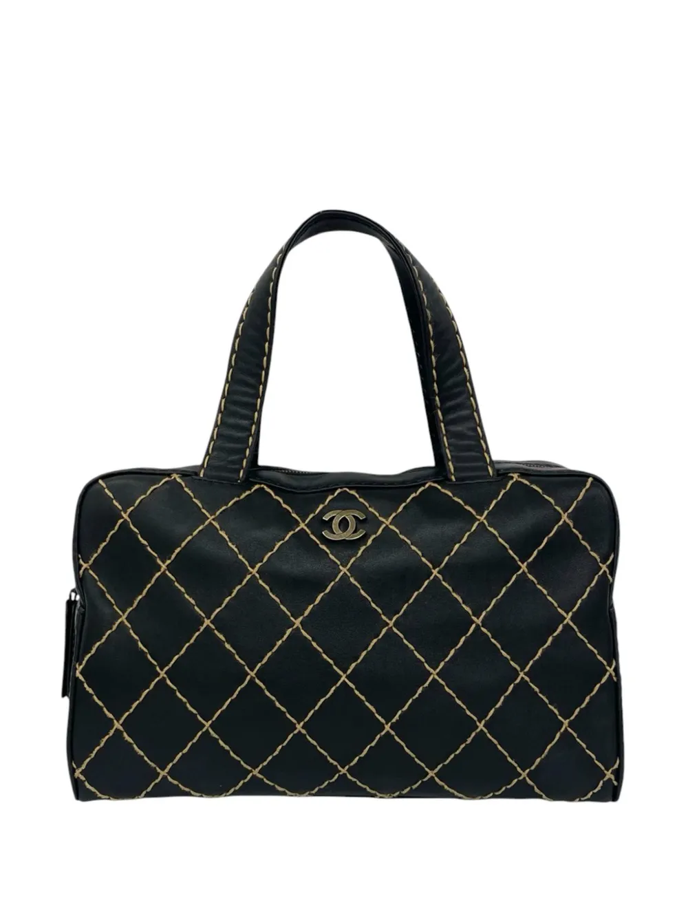 CHANEL Pre-Owned 2000-2002 CC Lambskin Wild Stitch handbag - Nero