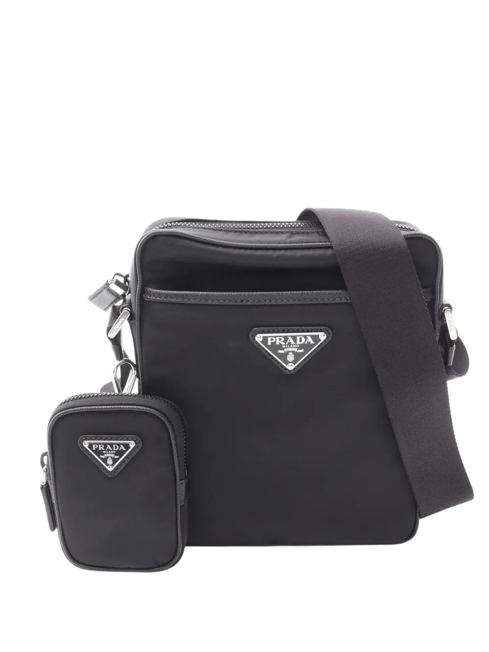 Prada Pre-Owned 2013-2026 Saffiano Trimmed Tessuto Zip Top crossbody bag - Nero