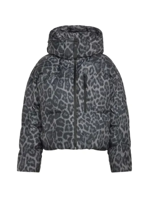 adidas by Stella McCartney chamarra capitonada con estampado de leopardo y capucha