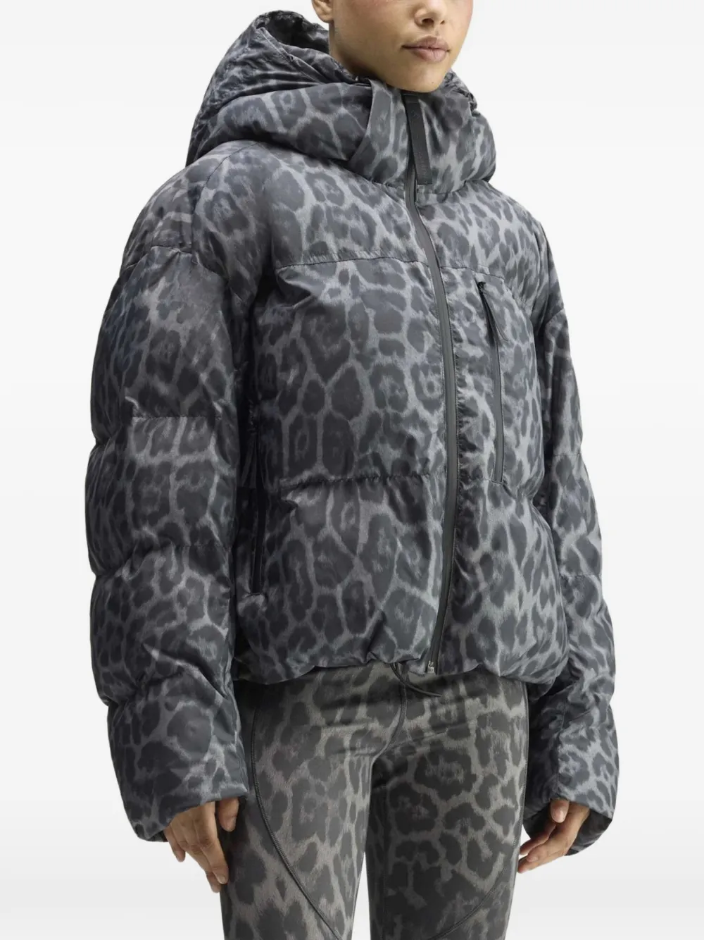 adidas by Stella McCartney Donsjack met luipaardprint Grijs