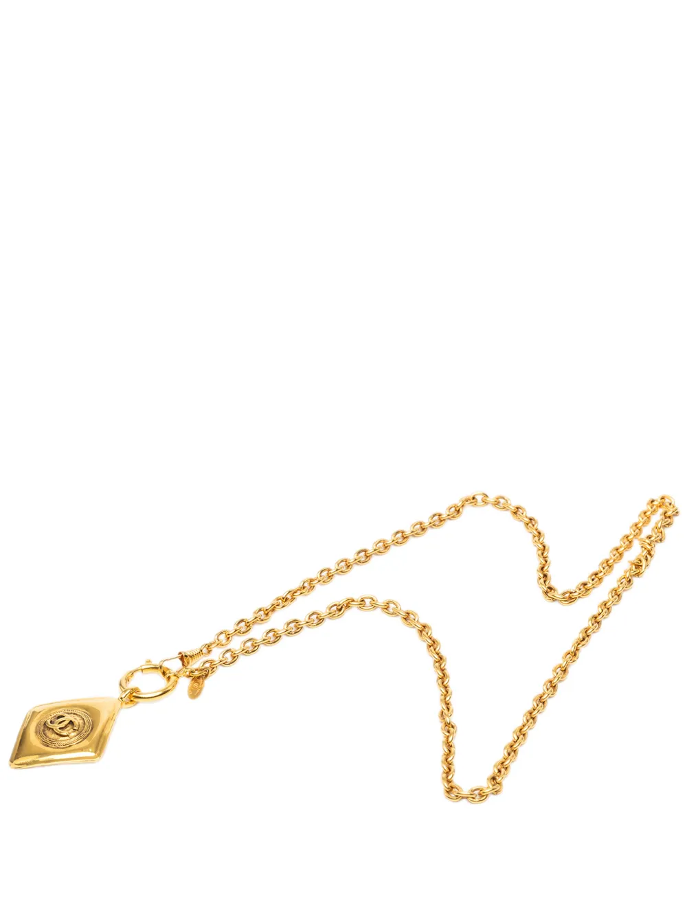 CHANEL Pre-Owned 1970-1980 CC Gold Plated Diamond Shape Pendant Necklace costume necklace - Oro