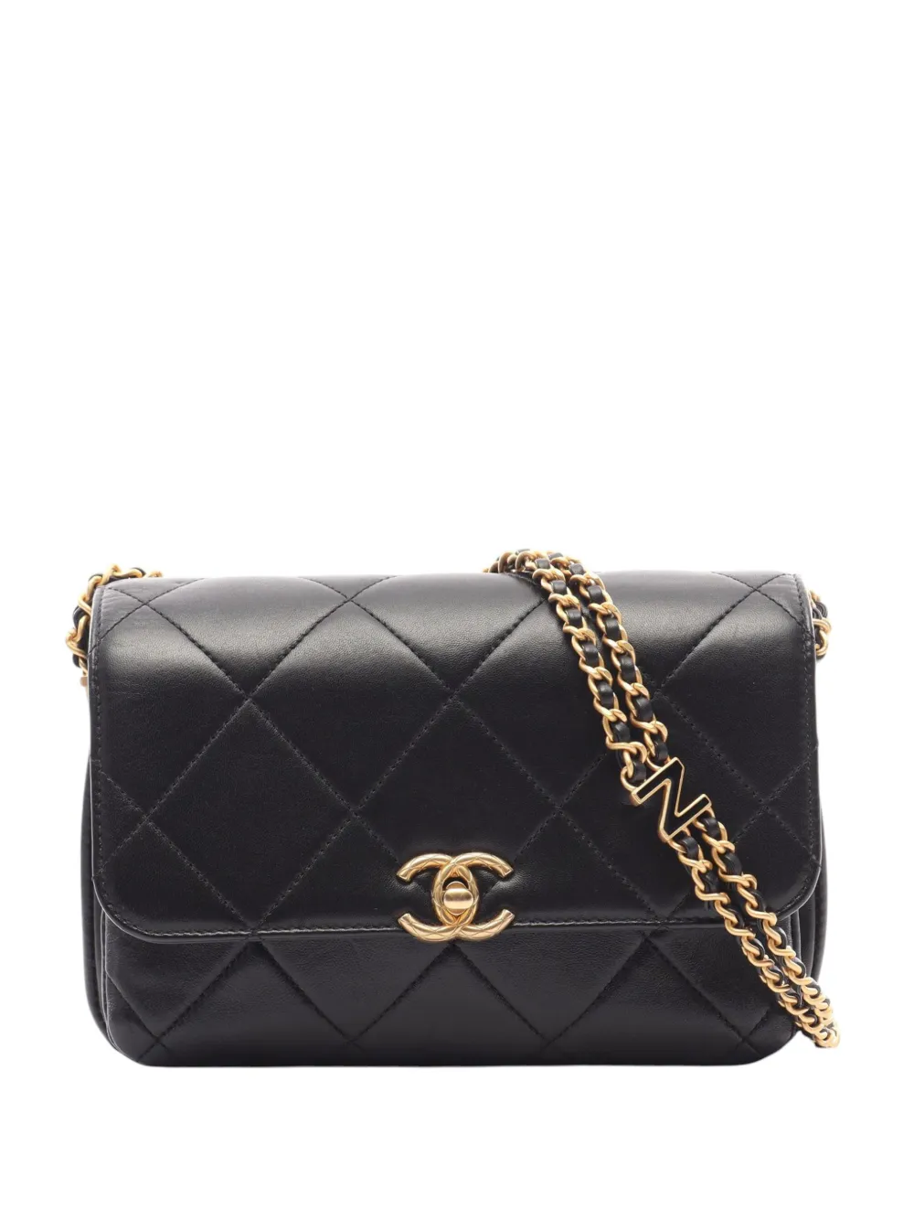 CHANEL Pre-Owned 2021-2026 Quilted Lambskin Small Chain Flap shoulder bag - Nero