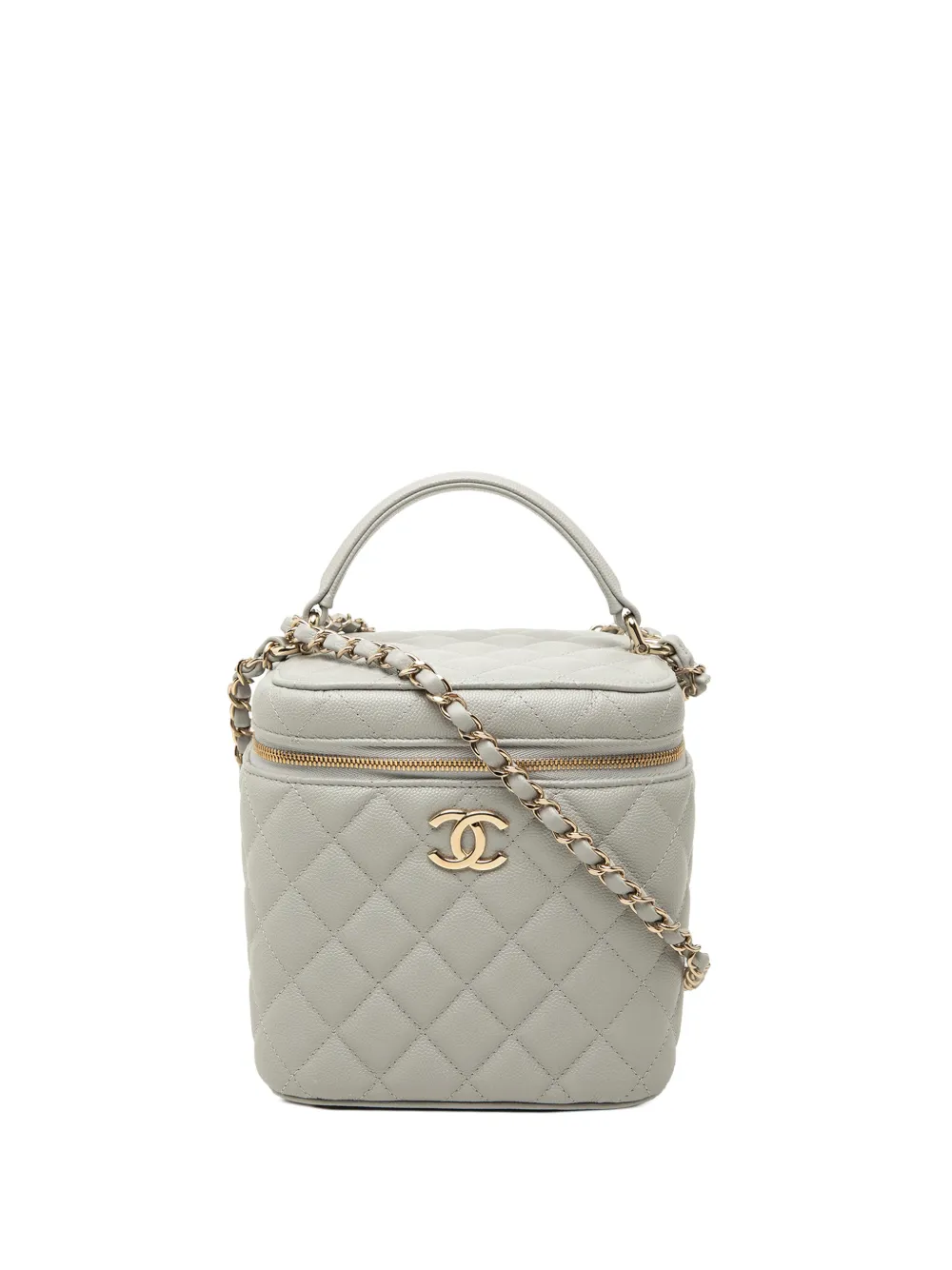 CHANEL Pre-Owned 2021-2026 Small CC Caviar Top Handle Case with Chain vanity bag - Grigio