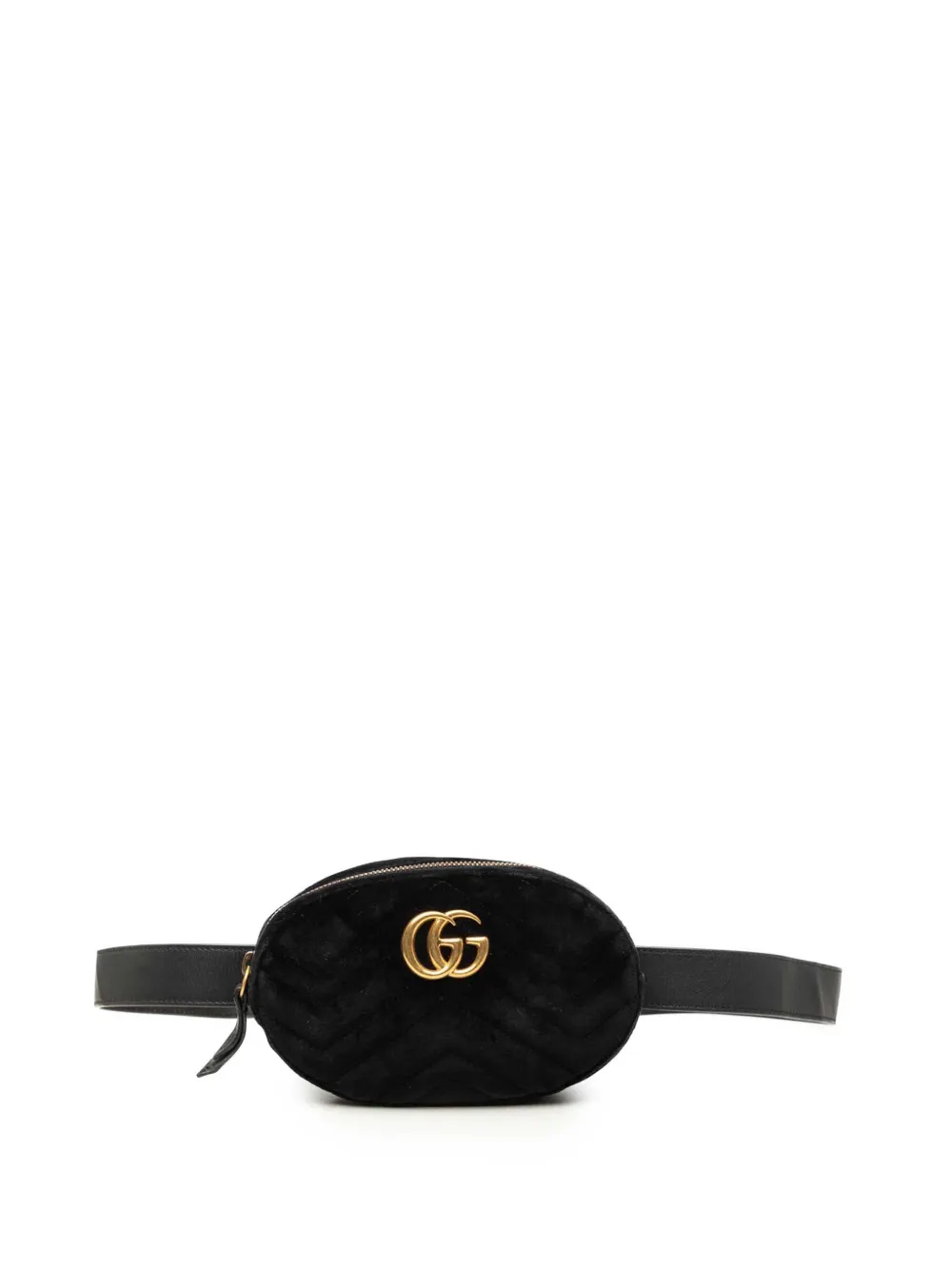 Gucci Pre-Owned sac banane Matelasse en velours à motif GG Marmont (2016-2026) - Noir