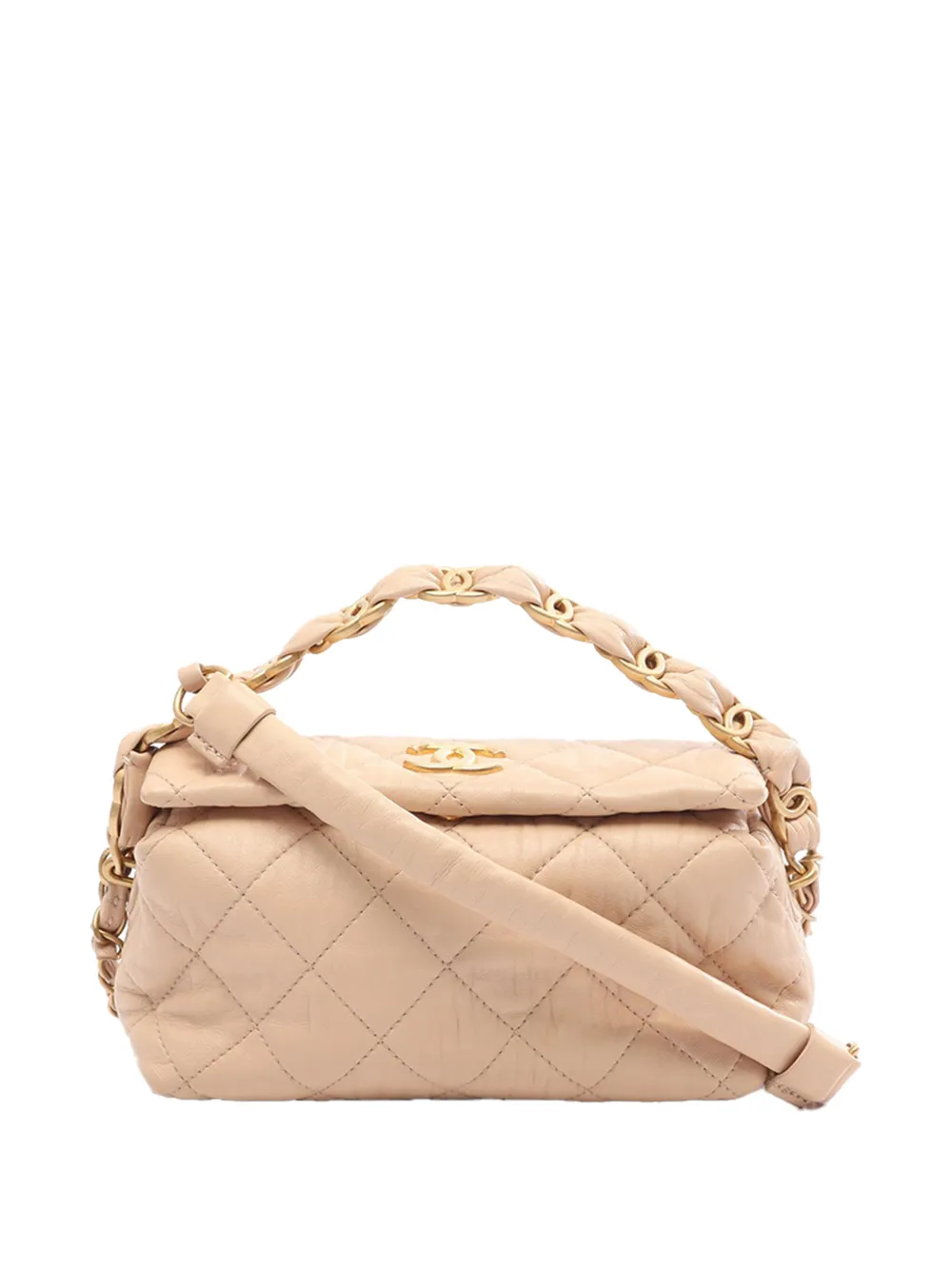 CHANEL Pre-Owned 2021 Small Quilted Lambskin CC Links Hobo satchel - Toni neutri