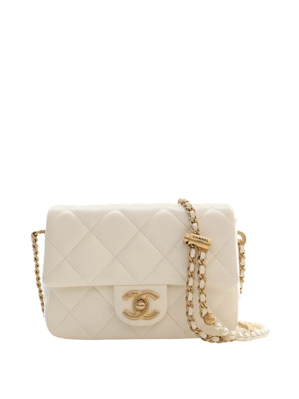 CHANEL Pre-Owned 2021-2026 Mini Quilted Lambskin Pearl My Perfect Single Flap crossbody bag - Bianco