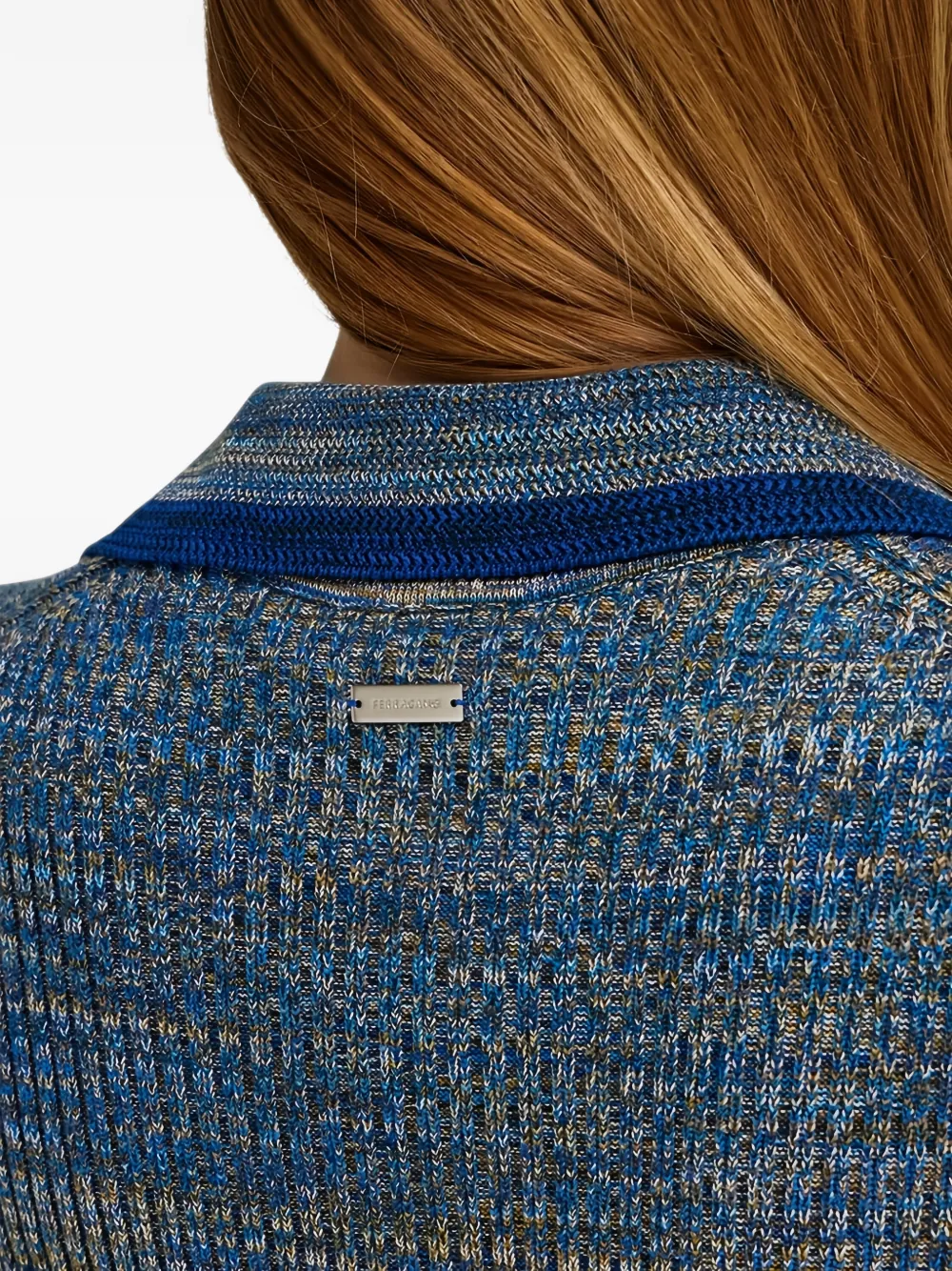 Ferragamo lace-up ribbed-knit sweater Blauw