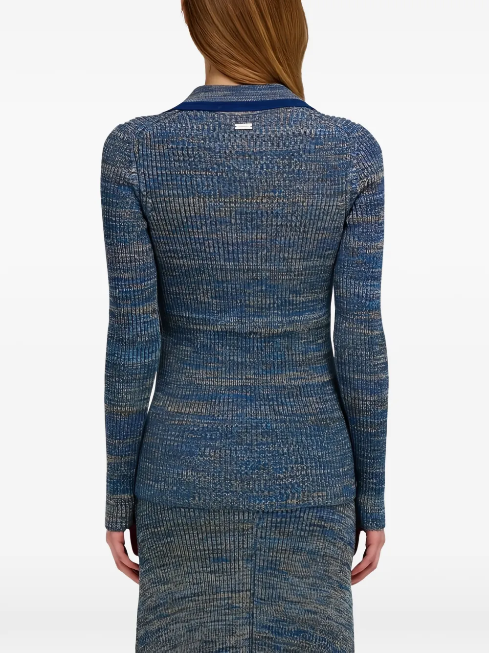 Ferragamo lace-up ribbed-knit sweater Blauw