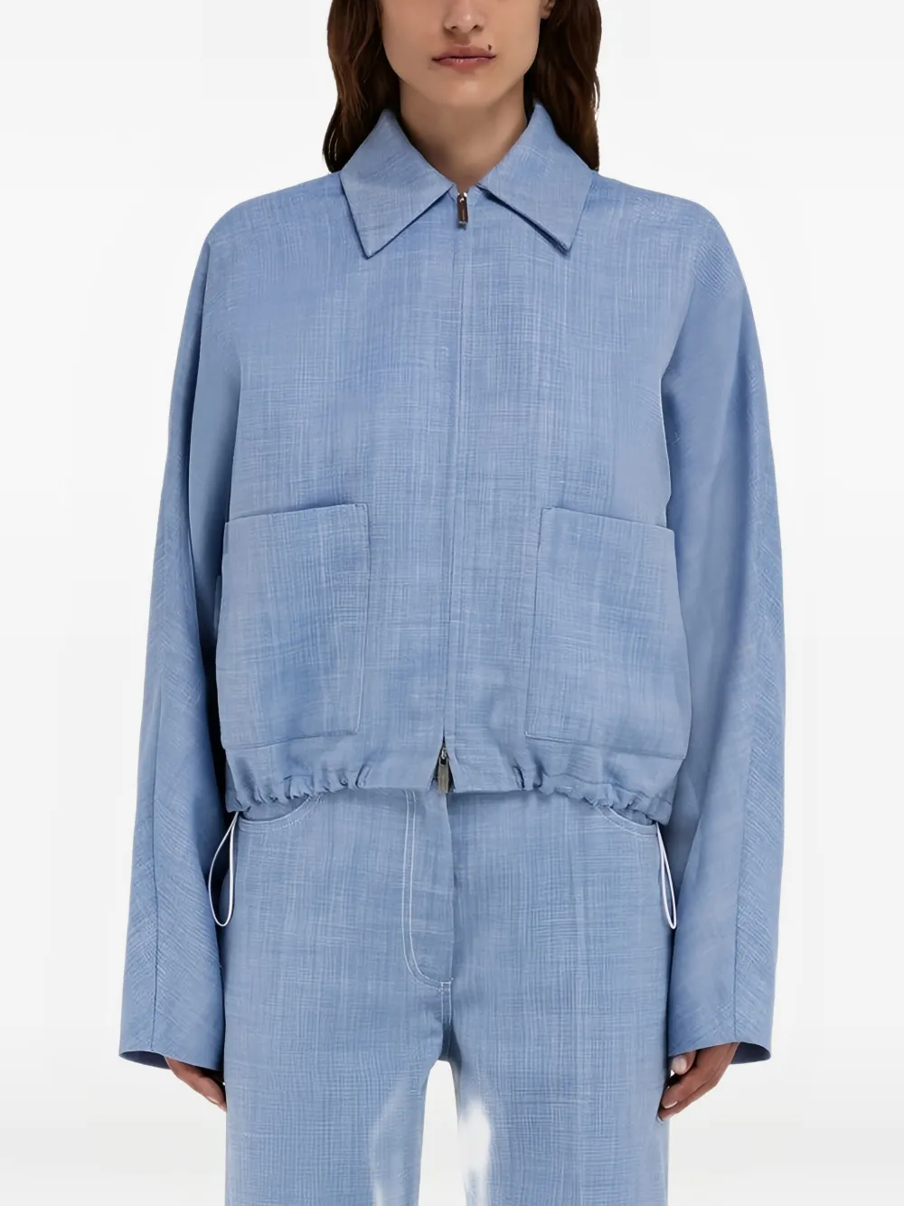 Ferragamo Jack met opgestikte zak en trekkoord bij de zoom Blauw