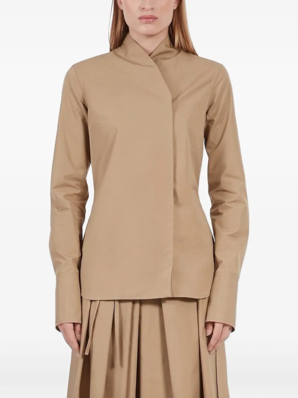 Ferragamo high-collar fitted shirt Beige