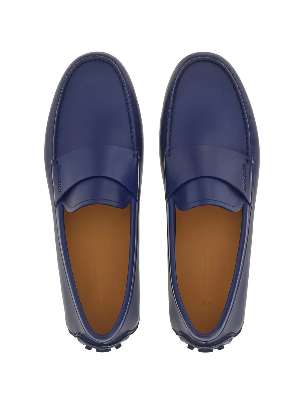 Ferragamo leather moccasin-toe loafers Blauw